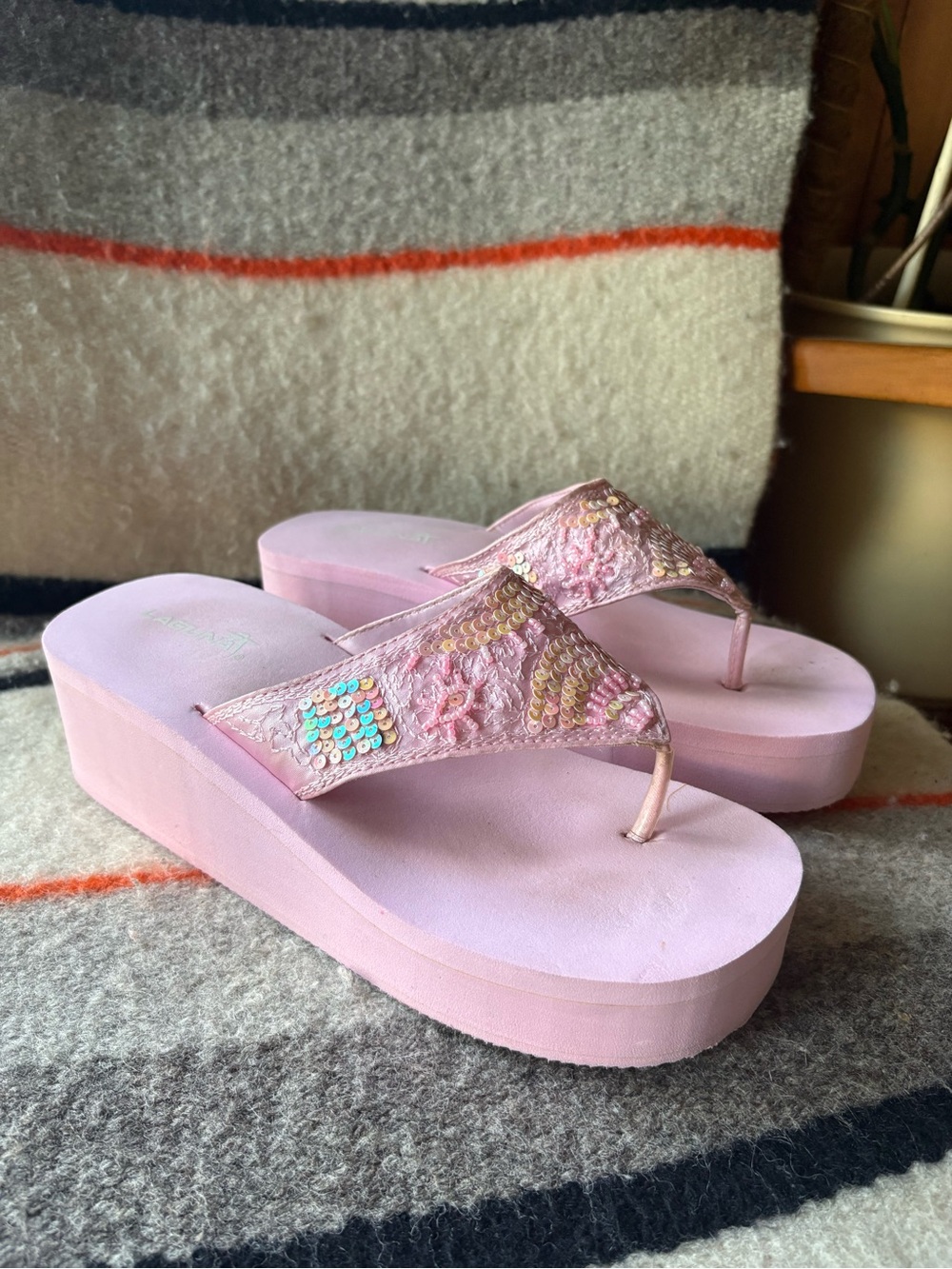 Y2K Vintage Platform Pink Flip Flops 8